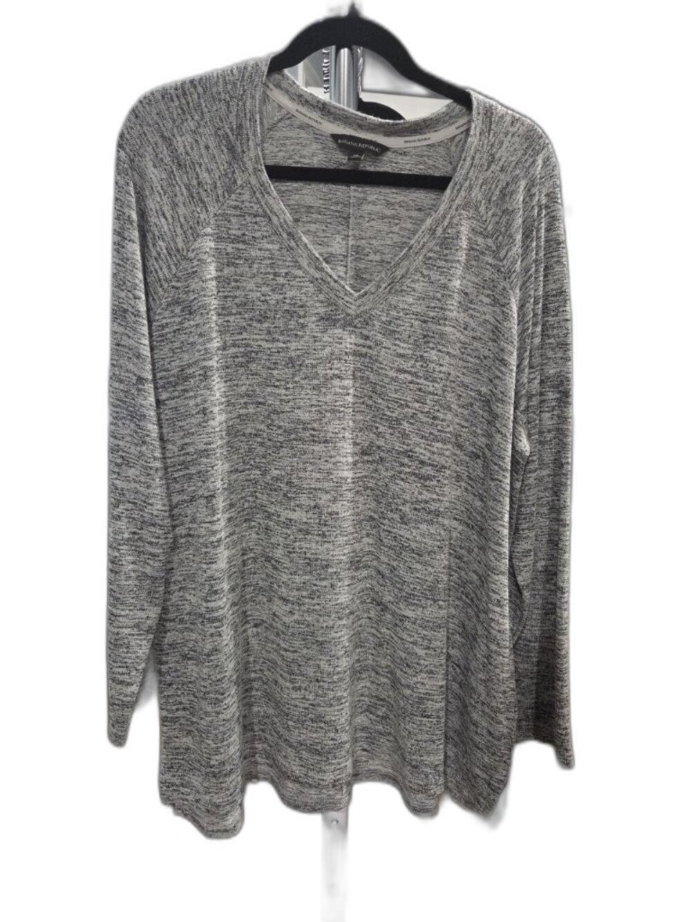 Banana Republic Heathered Grey V-Neck Tunic Sweater XXL